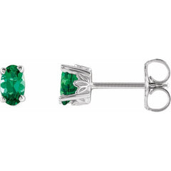14K White Lab-Grown Emerald Earrings 14K White Lab-Grown Emerald Earrings