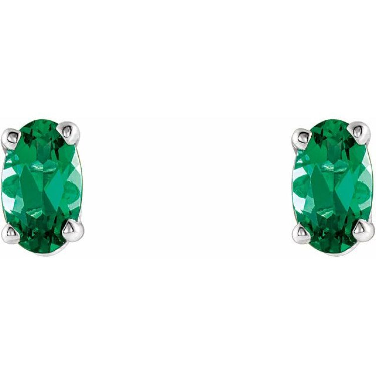 14K White Lab-Grown Emerald Earrings 14K White Lab-Grown Emerald Earrings