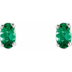 14K White Lab-Grown Emerald Earrings 14K White Lab-Grown Emerald Earrings