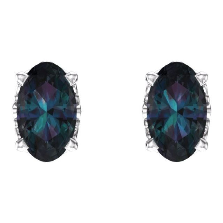 14K White Lab-Grown Alexandrite Earrings 14K White Lab-Grown Alexandrite Earrings
