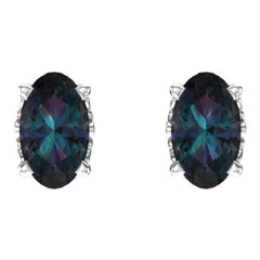 14K White Lab-Grown Alexandrite Earrings 14K White Lab-Grown Alexandrite Earrings