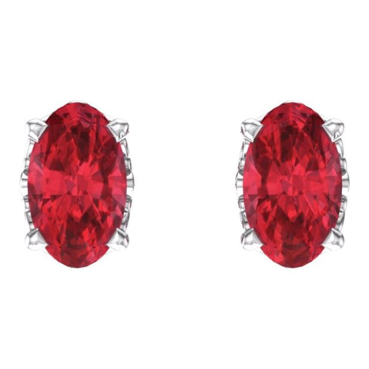 14K White Lab-Grown Ruby Earrings 14K White Lab-Grown Ruby Earrings