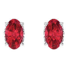 14K White Lab-Grown Ruby Earrings 14K White Lab-Grown Ruby Earrings