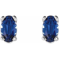 14K White Lab-Grown Blue Sapphire Earrings 14K White Lab-Grown Blue Sapphire Earrings