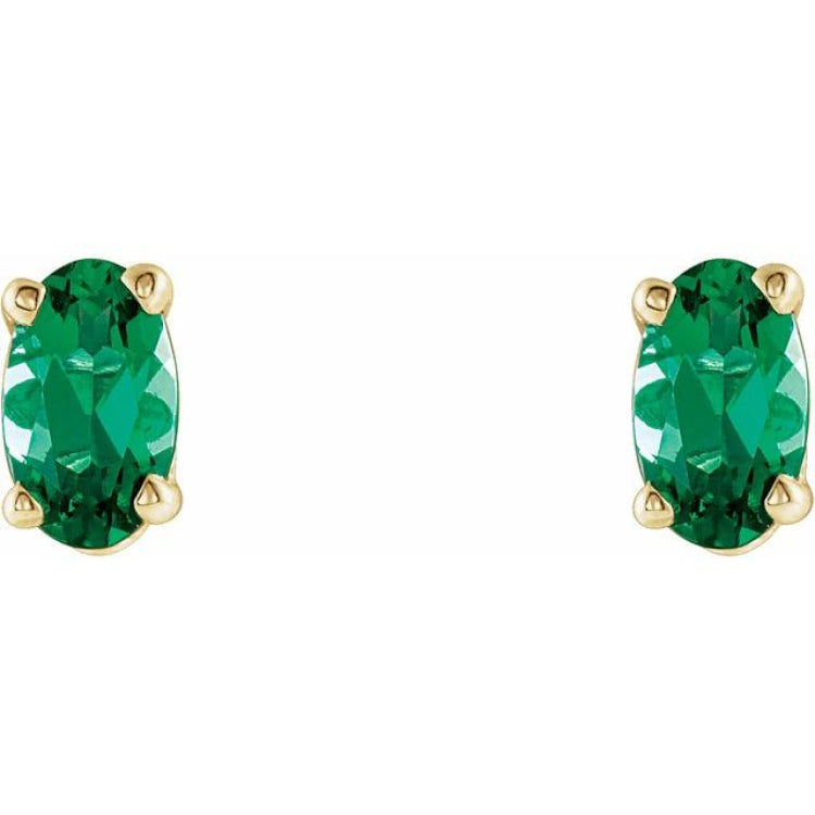 14K Yellow Lab-Grown Emerald Earrings 14K Yellow Lab-Grown Emerald Earrings
