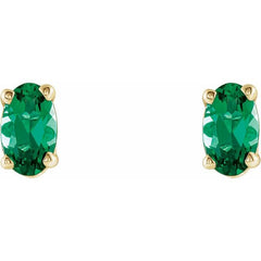 14K Yellow Lab-Grown Emerald Earrings 14K Yellow Lab-Grown Emerald Earrings