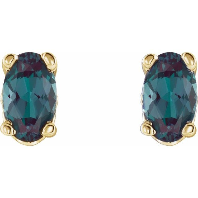 14K Yellow Lab-Grown Alexandrite Earrings 14K Yellow Lab-Grown Alexandrite Earrings