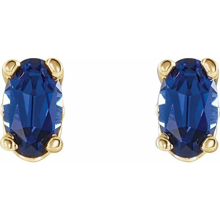 14K Yellow Lab-Grown Blue Sapphire Earrings 14K Yellow Lab-Grown Blue Sapphire Earrings
