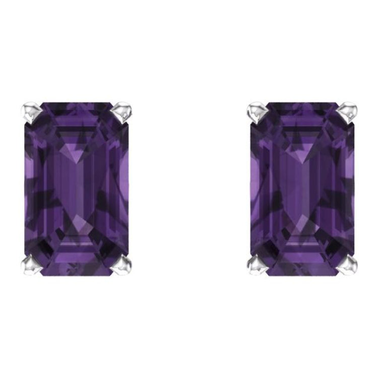 14K White Natural Amethyst Earrings 14K White Natural Amethyst Earrings