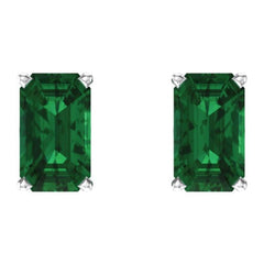 14K White Lab-Grown Emerald Earrings 14K White Lab-Grown Emerald Earrings