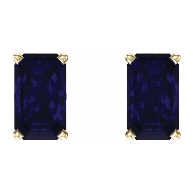 14K Yellow Lab-Grown Blue Sapphire Earrings 14K Yellow Lab-Grown Blue Sapphire Earrings