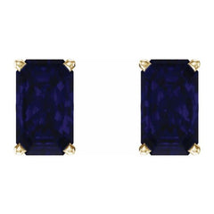 14K Yellow Lab-Grown Blue Sapphire Earrings 14K Yellow Lab-Grown Blue Sapphire Earrings