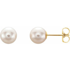 14K Yellow Cultured White Freshwater Pearl Earrings 14K Yellow Cultured White Freshwater Pearl Earrings
