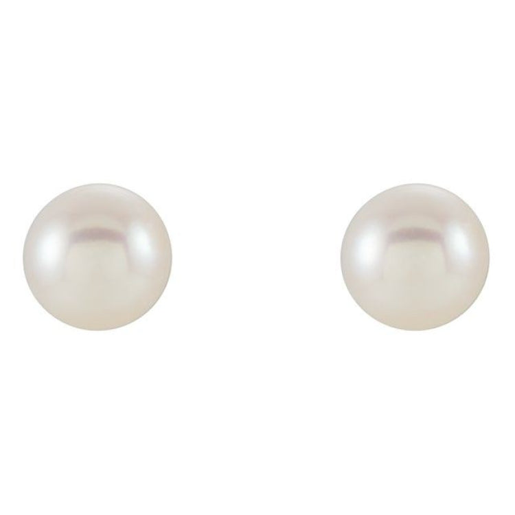 14K Yellow Cultured White Freshwater Pearl Earrings 14K Yellow Cultured White Freshwater Pearl Earrings