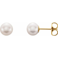 14K Yellow Cultured White Freshwater Pearl Earrings 14K Yellow Cultured White Freshwater Pearl Earrings