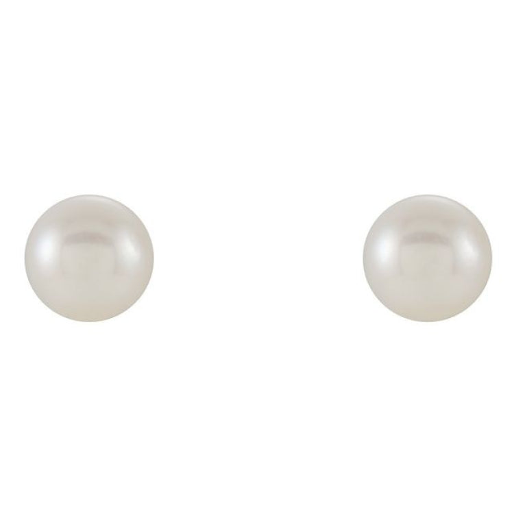 14K Yellow Cultured White Freshwater Pearl Earrings 14K Yellow Cultured White Freshwater Pearl Earrings