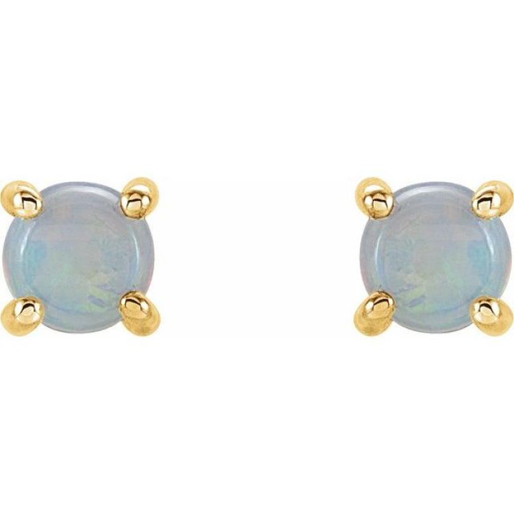 14K Yellow 5 mm Natural White Opal Earrings 14K Yellow 5 mm Natural White Opal Earrings