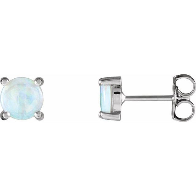 14K White 6 mm Natural White Opal Earrings 14K White 6 mm Natural White Opal Earrings