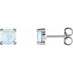 14K White 6 mm Natural White Opal Earrings 14K White 6 mm Natural White Opal Earrings