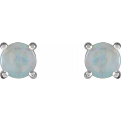 14K White 6 mm Natural White Opal Earrings 14K White 6 mm Natural White Opal Earrings