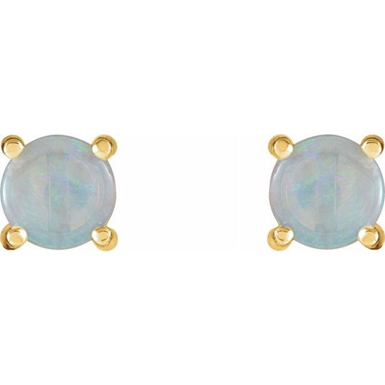 14K Yellow 6 mm Natural White Opal Earrings 14K Yellow 6 mm Natural White Opal Earrings