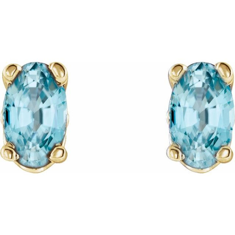 14K Yellow Natural Blue Zircon Earrings 14K Yellow Natural Blue Zircon Earrings