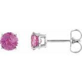 14K White 5 mm Natural Pink Tourmaline Earrings