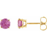14K Yellow 4 mm Natural Pink Tourmaline Earrings