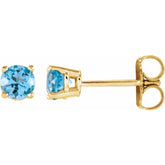 14K Yellow 4 mm Natural Sky Blue Topaz Earrings