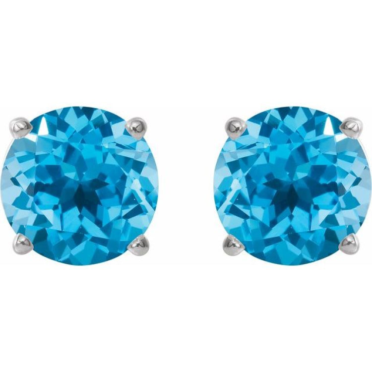 14K White 5 mm Natural Swiss Blue Topaz Earrings 14K White 5 mm Natural Swiss Blue Topaz Earrings