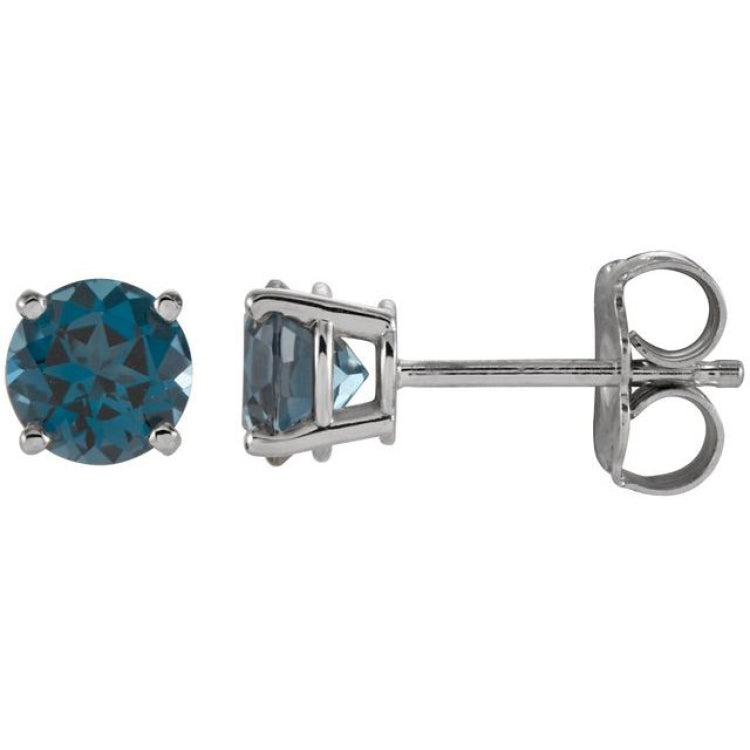 14K White 5 mm Natural London Blue Topaz Stud Earrings 14K White 5 mm Natural London Blue Topaz Stud Earrings