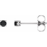 14K White 2.5 mm Natural Black Onyx Earrings