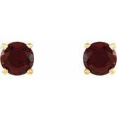 14K Yellow 4 mm Natural Mozambique Garnet Earrings