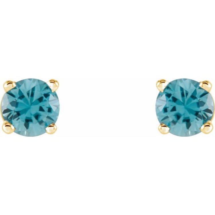 14K Yellow 4 mm Natural Blue Zircon Stud Earrings 14K Yellow 4 mm Natural Blue Zircon Stud Earrings