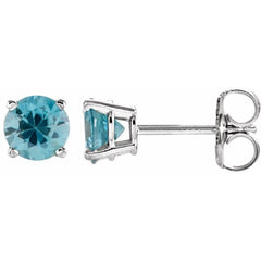 14K White 5 mm Natural Blue Zircon Stud Earrings 14K White 5 mm Natural Blue Zircon Stud Earrings