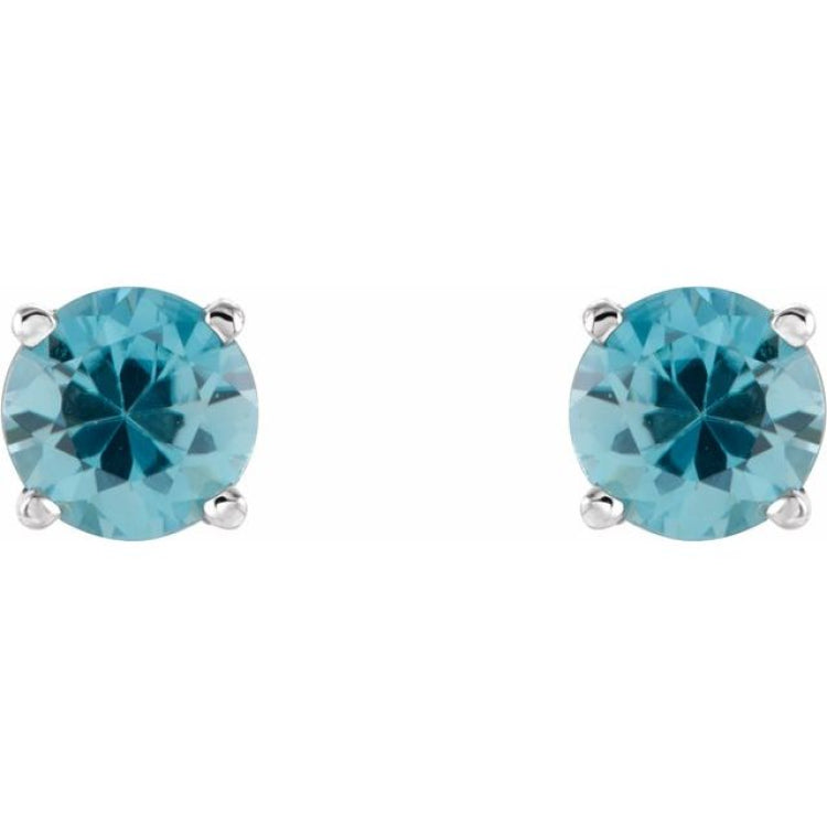 14K White 5 mm Natural Blue Zircon Stud Earrings 14K White 5 mm Natural Blue Zircon Stud Earrings