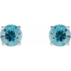 14K White 5 mm Natural Blue Zircon Stud Earrings 14K White 5 mm Natural Blue Zircon Stud Earrings