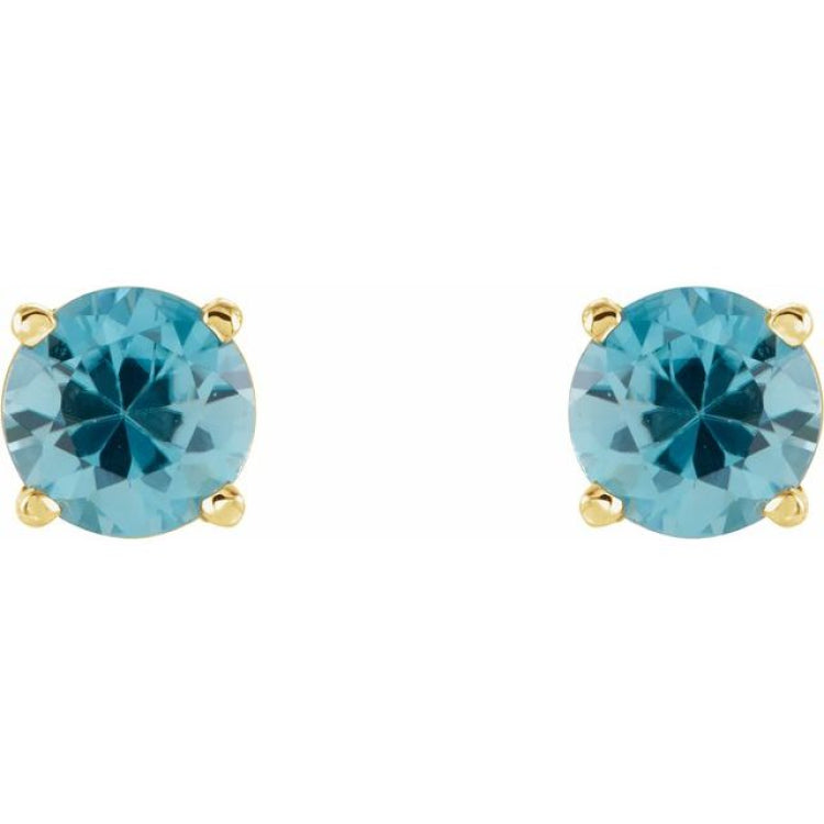 14K Yellow 5 mm Natural Blue Zircon Earrings 14K Yellow 5 mm Natural Blue Zircon Earrings