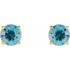 14K Yellow 5 mm Natural Blue Zircon Earrings 14K Yellow 5 mm Natural Blue Zircon Earrings
