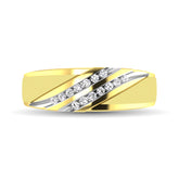 Diamond Accent 1/5 Ctw Men's Slant Wedding Band in 10K Yellow Gold