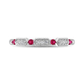Diamond 1/5 Ct.Tw. And Ruby Stack Band in 14K White Gold ( 9 Diamond and 4 Ruby )