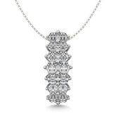 Diamond 1 ct tw Round Cut Pyramid Pendant in 14K White Gold