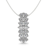 Diamond 2 ct tw Round Cut Pyramid Pendant in 14K White Gold