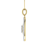 14K Yellow Gold 1 Ct.Tw. Round Diamond Oval Shape Pendant