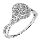 10K White Gold 1/5 Ct.Tw. Diamond Oval Shape Promise Ring