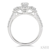 1 Ctw Past, Present & Future Diamond Engagement Ring With 3/8 Ct Round Cut Center Stone in 14K White Gold