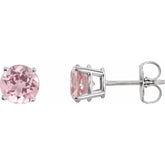 14K White 5 mm Natural Pink Morganite Earrings