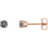 14K Rose 3 mm Natural Gray Spinel Earrings