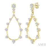 1/2 Ctw Tear Drop Round Cut Diamond Earring in 14K Yellow Gold