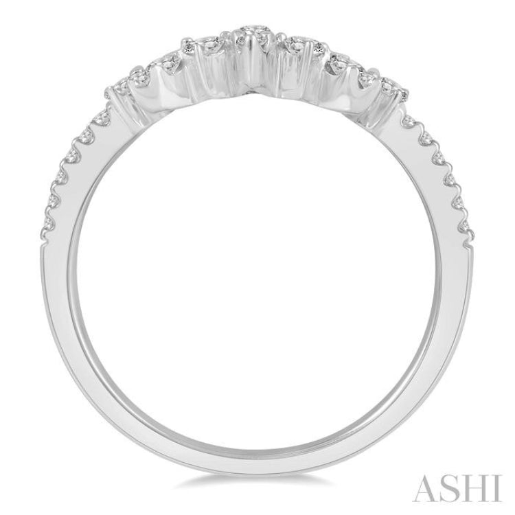 1/4 Ctw Alternating Marquise and Circular Mount Round Cut Diamond Curved Wedding Band in 14K White Gold 1/4 Ctw Alternating Marquise and Circular Mount Round Cut Diamond Curved Wedding Band in 14K White Gold